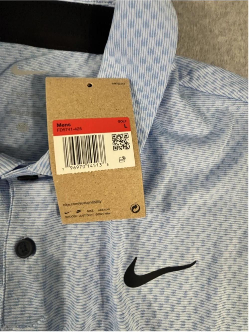 Nike Men's Dri-Fit Tour Short Sleeve Golf Polo FD5741-425 Size Large Blue